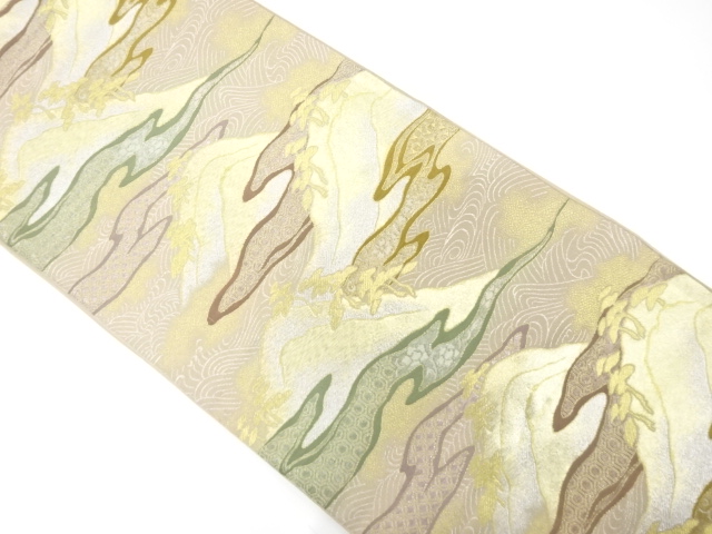 JAPANESE KIMONO / ANTIQUE FUKURO OBI / SILK / WOVEN MIST